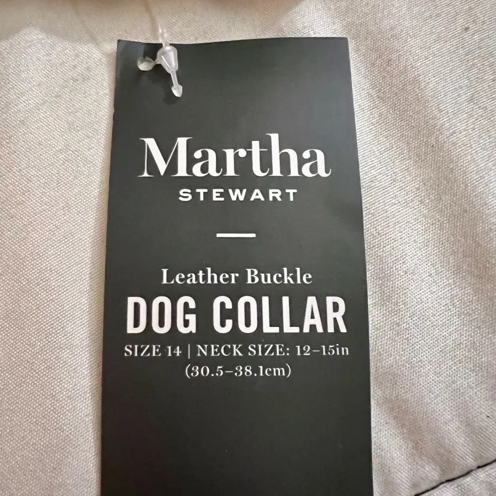 HOST PICK Martha Stewart Black Leather Buckle Dog Collar Sz 14